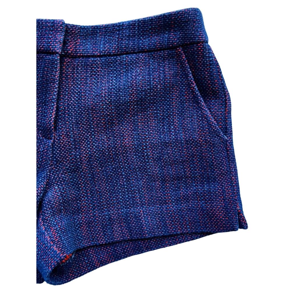 Trina Turk Textured Tweed Shorts Size 2 Navy Magenta Pockets Tailored Chic EUC - Picture 2 of 8